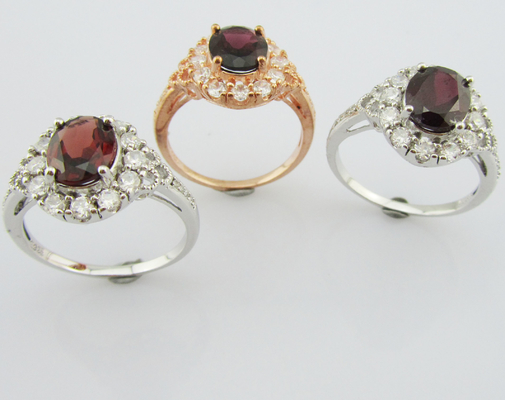 Anéis de pedra preciosa de prata 925 de turmalina colorida para roupas casuais / festas