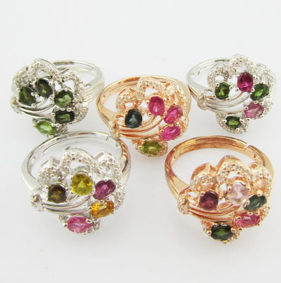 925 Sterling Silver Gemstone Rings Plating Color Rhodium Main Stone Tamanho 6mm-10mm