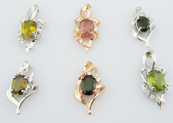 Colourful Tourmaline Gemstone Pendant Zircon Crystal 925 Silver Necklace para todos os dias e festa