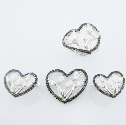Elegantes brincos de zircônio cúbico de grau AAA Prata 925 Jóias Conjunto de colar de prata esterlina e conjuntos de brincos para noiva