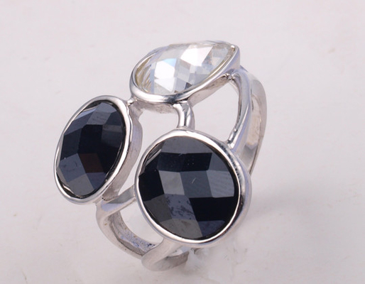 Black Agate Gemstone 925 Anéis de Prata com Revestimento de Rodio Anéis de Prata Esterlina Chunky Anéis de Prata Esterlina Anéis de Prata Esterlina com Pedra