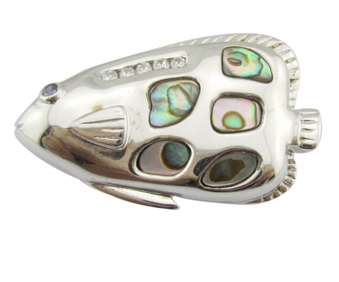 Elegante Zircon Pedra preciosa Pendente Prateado Laser Gravado Logotipo Carapaça Joias de Pedra em Forma Irregular