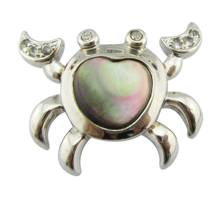 Caranguejo Coloreado Concha Zircon Animal Concha Pendente S925 Logo Pendente Para Todos os Dias / festa