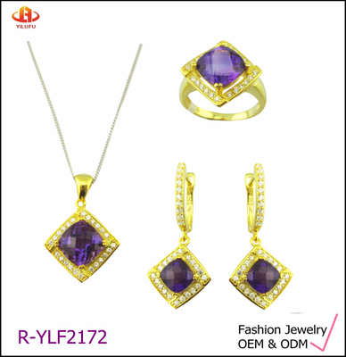 925 Sterling Silver Jewelry Set com AAA CZ Stones Lobster Clap Closure Logotipo personalizado