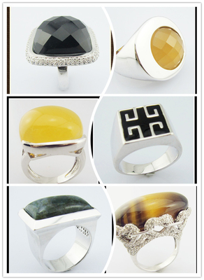 Anéis de pedra preciosa de prata oval 925 para celebrações casuais e de aniversário Anéis de prata esterlina de ágata negra e ágata branca