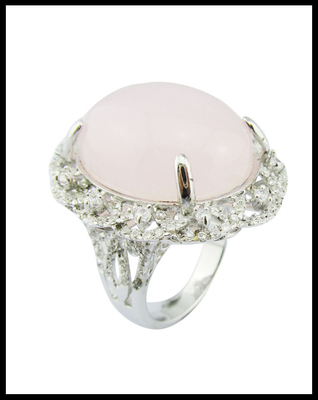 Anéis de quartzo de rosa de prata 925 de artesanato com peso de prata de 5 ~ 8g Anel de dupla finalidade Anel de flor de prata esterlina