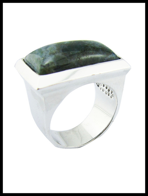925 Sterling Silver Anéis redondos de pedra preciosa com jade verde Anéis de noivado de prata esterlina Anéis grandes de prata esterlina