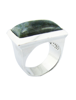 925 Sterling Silver Anéis redondos de pedra preciosa com jade verde Anéis de noivado de prata esterlina Anéis grandes de prata esterlina