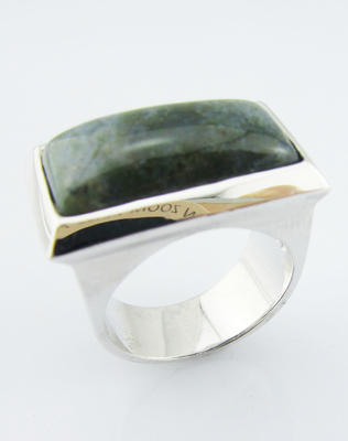925 Sterling Silver Anéis redondos de pedra preciosa com jade verde Anéis de noivado de prata esterlina Anéis grandes de prata esterlina