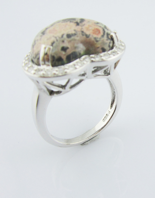 925 Prata Divino Anéis de Pedras preciosas com 20-30mm Pedra Principal Prata Esterlina Anéis Gravados Prata Esterlina Anel de Coração
