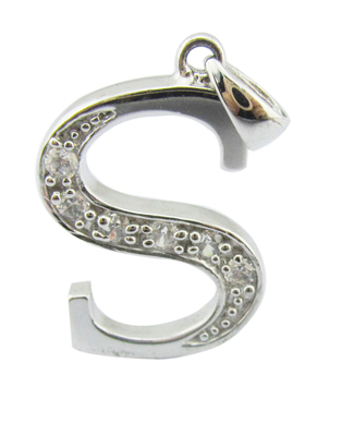 Personalizado S925 18K Branco Prateado de Ouro Pendente Com Alfabeto S Letras Prata Cz Pendente Alfabeto Pendente Verão Férias