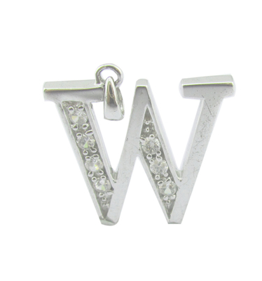 W Letter Jewelry Acessório 925 Prata CZ Pendente Para Férias de Verão Looks Alfabeto Alfabeto Pendente