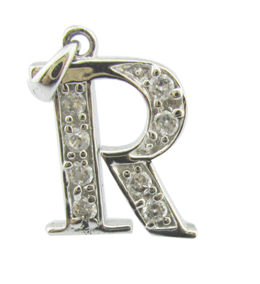 G Letras 1,25mm/1,5mm Pedras 925 Prata CZ Pendente Acessível e Elegante Pendente de prata esterlina Alfabeto de diamante