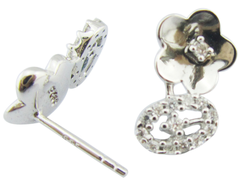 Vintage 925 Silver CZ brincos sem níquel para ocasião casual estilo simples lindos brincos de prata esterlina prata pequena