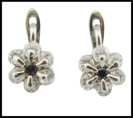 Cz Pedra Tamanho 1.0-1.25mm Níquel livre Zirconia cúbica 925 Brincos de prata com Design Flor Brincos de prata esterlina rosa