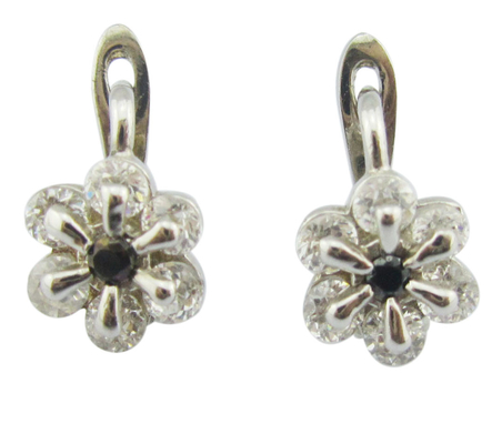 Cz Pedra Tamanho 1.0-1.25mm Níquel livre Zirconia cúbica 925 Brincos de prata com Design Flor Brincos de prata esterlina rosa