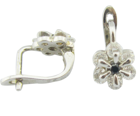 Cz Pedra Tamanho 1.0-1.25mm Níquel livre Zirconia cúbica 925 Brincos de prata com Design Flor Brincos de prata esterlina rosa