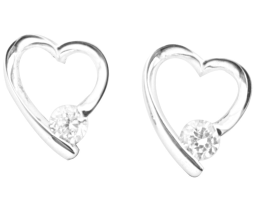 Brinco de coração Stud 925 Prata CZ Brincos de pedra pequena Cz 1,0-1,25 mm Perfeito para qualquer ocasião Brinco de zircônio cúbico