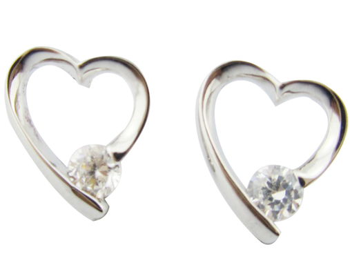 Brinco de coração Stud 925 Prata CZ Brincos de pedra pequena Cz 1,0-1,25 mm Perfeito para qualquer ocasião Brinco de zircônio cúbico