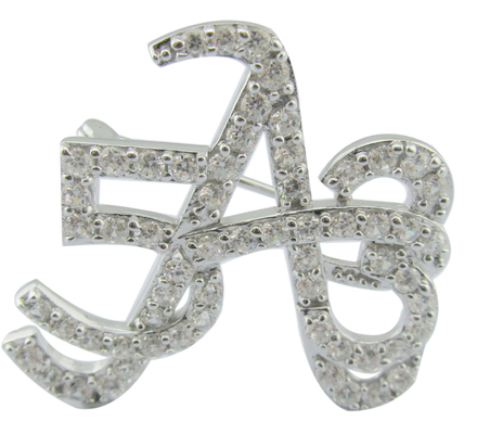 Intrincado clássico 925 prata CZ broche redonda para reunião de negócios aniversário Cz broche bonita caixa de presente
