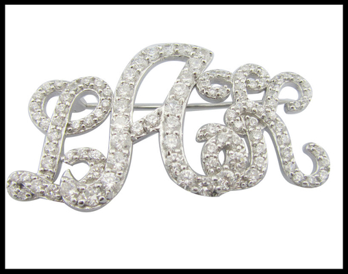 Broche de prata 925 CZ com gravuras complexas Para ocasiões formais Alguém especial Broche de prata esterlina