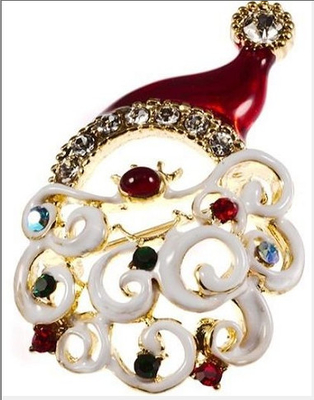 Natal CZ / 925 Silver Brooch Red Round Shape CZ Pin Brooch Para presentes de aniversário Feliz Natal