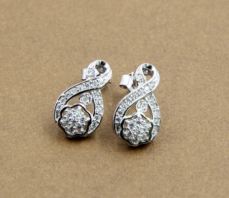 DIY jóias brincos de prata esterlina CZ hipoalergênico com acentos CZ Drop brincos Stud AAA CZ linda prata esterlina