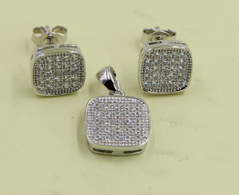 AAA CZ Solitário Stud Brincos em prata esterlina para joalharia Fazer quadrados Brincos de prata esterlina zircônio cúbico