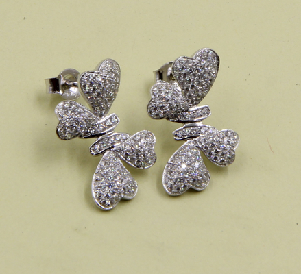 925 Sterling Silver Stud brincos com Zirconia cúbica pedras de nó brincos Stud Knot Set festa aniversário presente para o amor