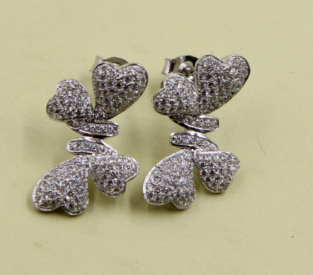 925 Sterling Silver Stud brincos com Zirconia cúbica pedras de nó brincos Stud Knot Set festa aniversário presente para o amor