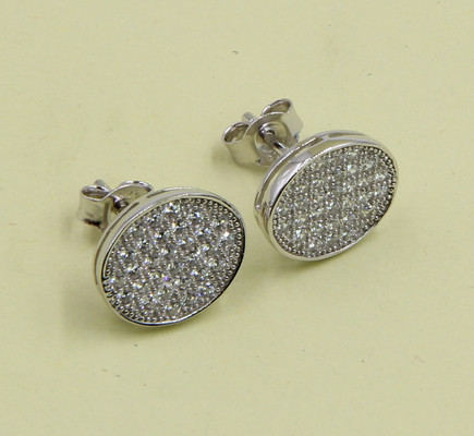 Lâmina Quadrada Sterling Prata Stud Brincos com Zircônio cúbico brincos de prata esterlina simples brincos de postes de prata