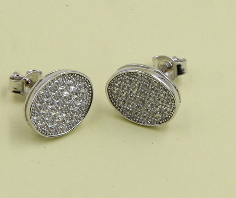 Lâmina Quadrada Sterling Prata Stud Brincos com Zircônio cúbico brincos de prata esterlina simples brincos de postes de prata