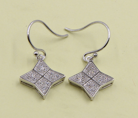 Brinco de Flor Dançante Elegante 2-5 gramas Brincos de Prata Sterling Stud com CZ Stones Brincos de Prata Sterling menina Drop