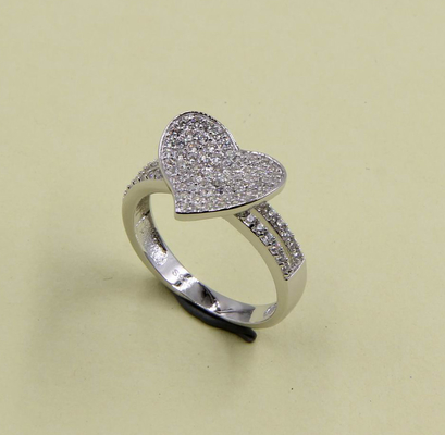 Anel de coração Elegante Anéis de prata esterlina 925 com AAA CZ Pave Setting em forma redonda de coração oval e marca