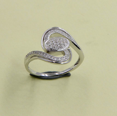 Swirl Elegante Brilhante Redondo CZ Diamante Cocktail Simulado Swirl Anel 925 de Prata Meninas Aniversário de Casamento