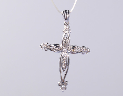 18K Ouro Branco Diamante Sterling Prata Cruz Luminosa Plain Pendente 925 Pendente Religioso Casual para formal gif de Natal