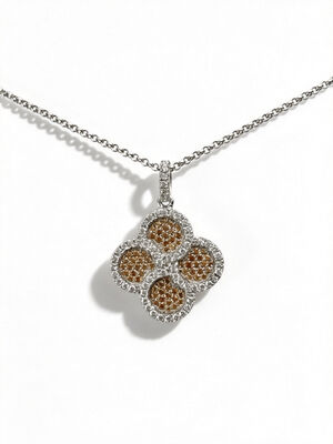 925 Prateado CZ Pendente com Aquamarinos Branco AAA CZ Pedras Sorte Pendente em forma de flor Joias Rodio Revestido para a Prosperidade Longevidade Joias