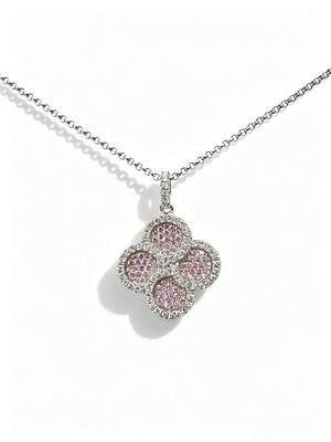 2026 Verão quente 925 Prateado CZ Pendente com Maçã Verde Branco AAA CZ Pedras Sorte Flores em forma de Pendente Joalharia Rodio Revestido para a Prosperidade Longevidade Joalharia