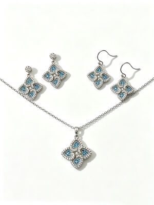 Melhor para a Copa do Mundo de 2026, de peso leve, belo conjunto de jóias de prata 925 com pingente de lágrimas de zircônio cúbico AAA, brincos e anéis para casamento e presentes.Apple Green Colorful Jewelry Set Same Coleção