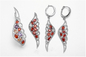 CZ branca Ruby Dangle Earrings Sterling Silver vermelho Wing Shaped