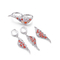 CZ branca Ruby Dangle Earrings Sterling Silver vermelho Wing Shaped