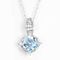 pendente de prata 10mm Topaz Birthstone Necklace azul suíço de pedra preciosa 2.75g 925