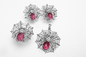 Sterling Silver Spider Web Pendant Ruby Swarovski Gemstone Necklace vermelho