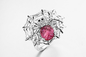 Anéis de prata Swarovski Sterling Silver Spider Web Ring de pedra preciosa do rubi 925 vermelhos