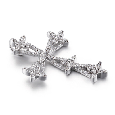 pendente de prata do pendente 3.0g Sterling Silver Cubic Zirconia Heart da cruz de 2.0mm CZ