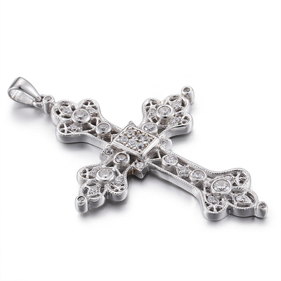 pendente de prata do pendente 3.0g Sterling Silver Cubic Zirconia Heart da cruz de 2.0mm CZ
