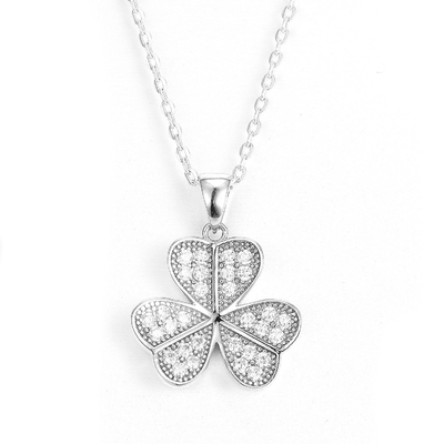 Do pendente de prata do zirconita de três folhas colar cubana do pendente de Swarovski da corrente