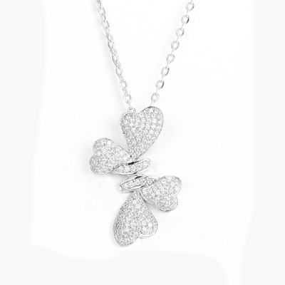 Do pendente de prata do zirconita de três folhas colar cubana do pendente de Swarovski da corrente