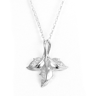 Do pendente de prata do zirconita de três folhas colar cubana do pendente de Swarovski da corrente