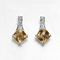 O ródio dos brincos do OEM 925 Sterling Silver Gemstone Earrings Citrine chapeou